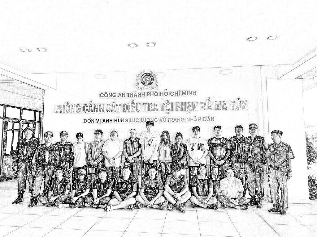 Các đối tượng tại cơ quan điều tra. Ảnh: CA