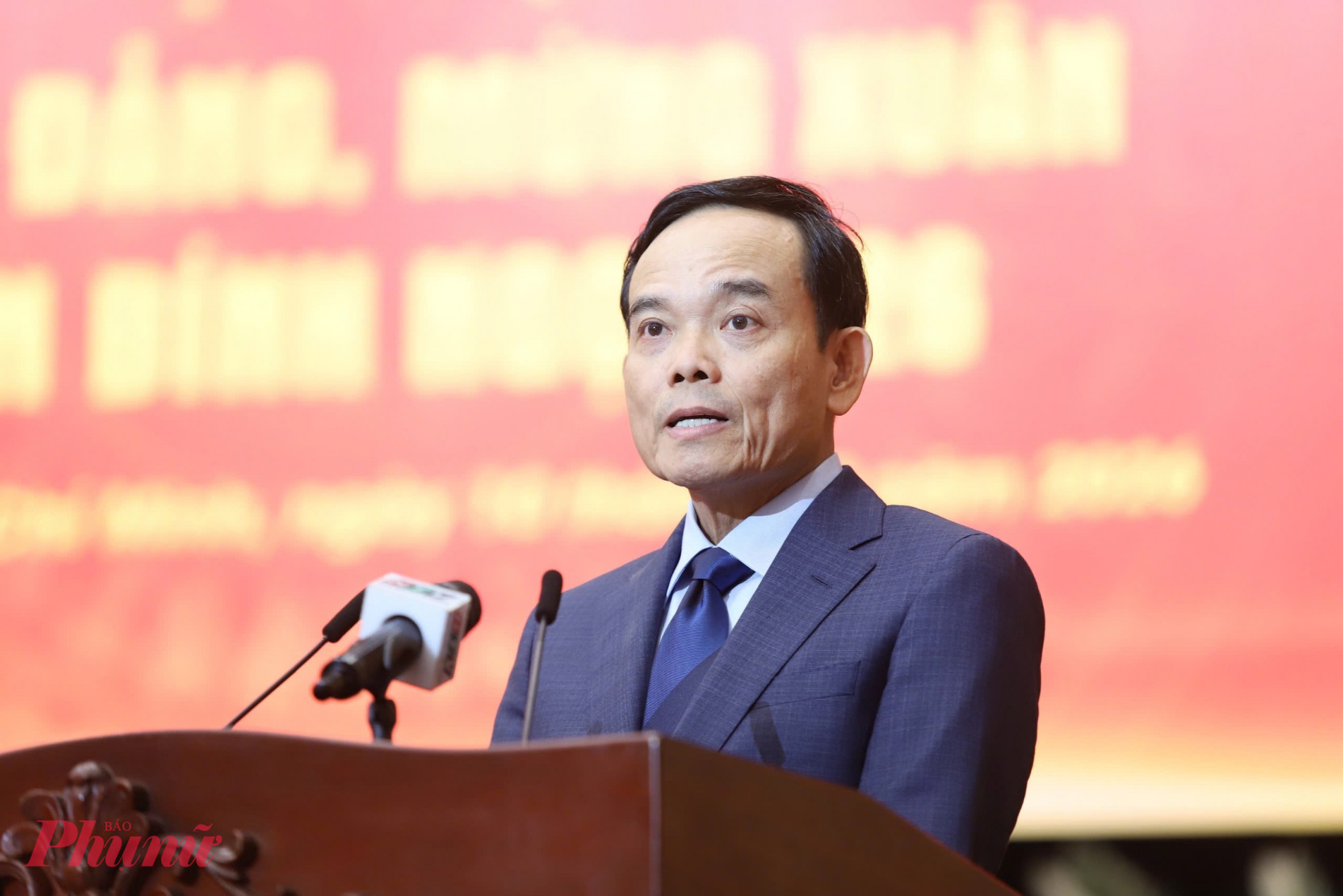 Bí thư Thành ủy TPHCM Trần Lưu Quang phát biểu chúc Tết các đại biểu dự buổi họp mặt - Ảnh: Thanh Tâm