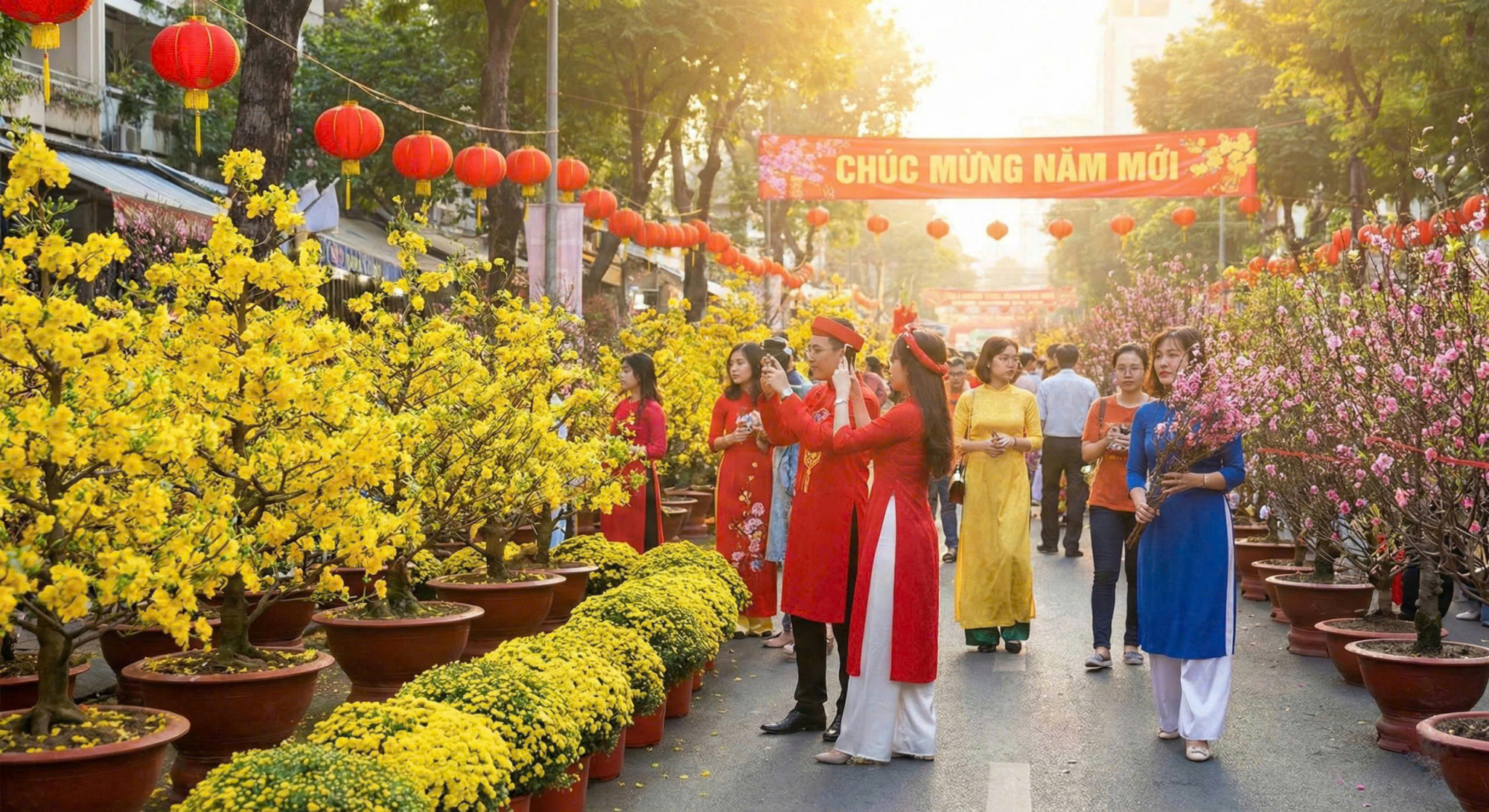 Chợ hoa ngày Tết rực rỡ sắc xuân tại TPHCM.