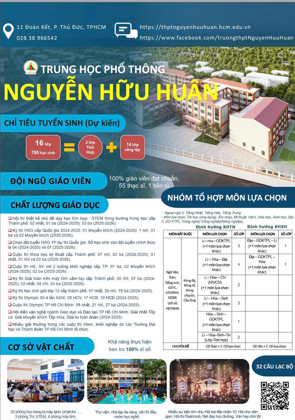 Thông báo của Trường THPT Nguyễn Hữu Huân - Ảnh: Facebook nhà trường