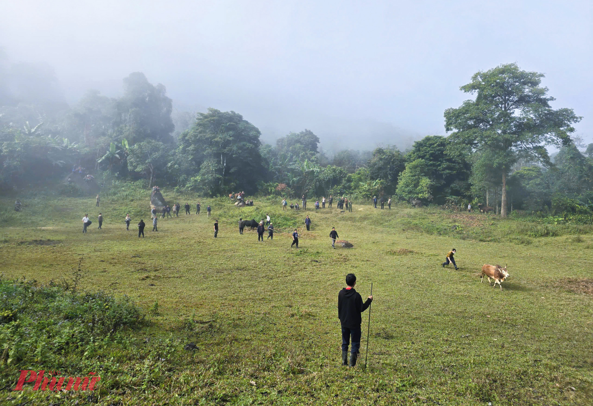 Khu vực tổ chức “hội bò chận” thường được đồng bào Mông chọn ở những thung lũng bằng phẳng trên sườn núi, nằm tách biệt, cách xa khu dân cư để thuận tiện cho lễ hội diễn ra an toàn.