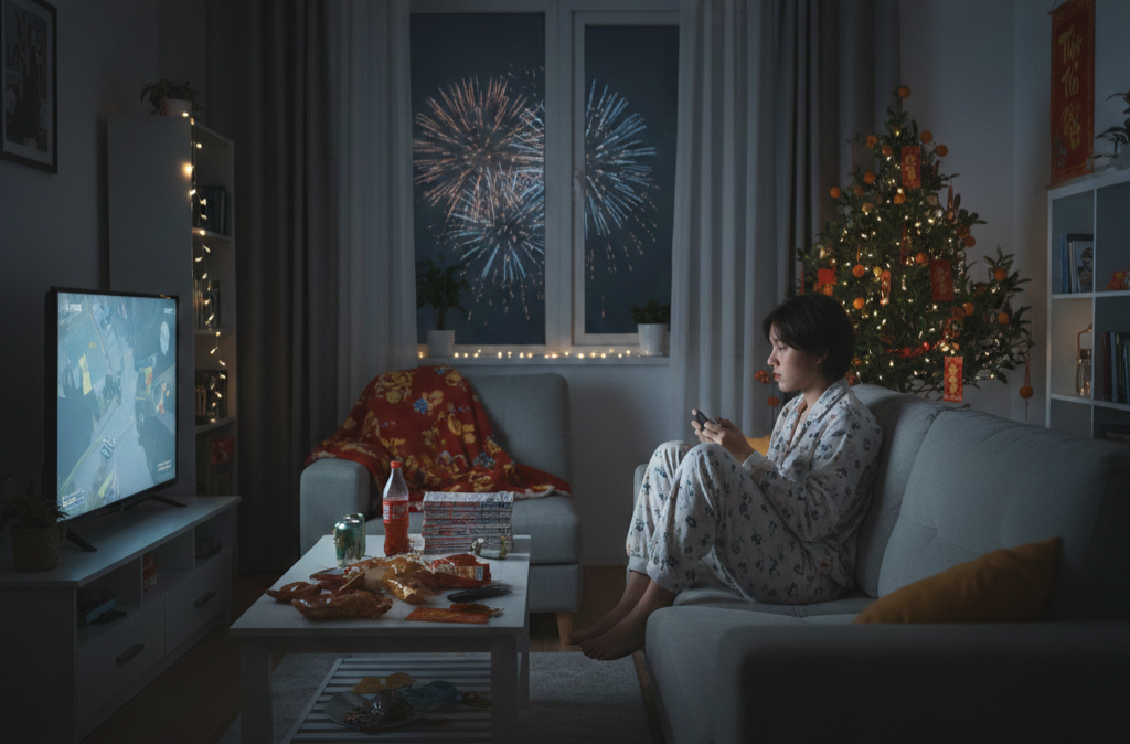 Nhiều bạn trẻ hiện nay chọn cách ở nhà, không ra ngoài chơi tết, không tụ tập bạn bè - Ảnh minh họa