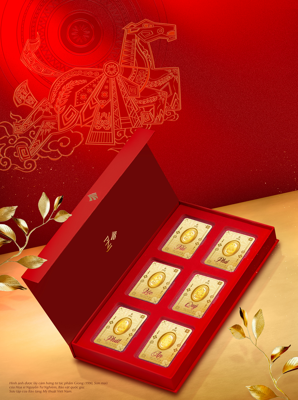 PNJ ra mắt vàng kỷ niệm 99,99% với các thiết kế Tài - Lộc - Phát - Phú - Quý - An - Phúc - Thọ - Ảnh: PNJ