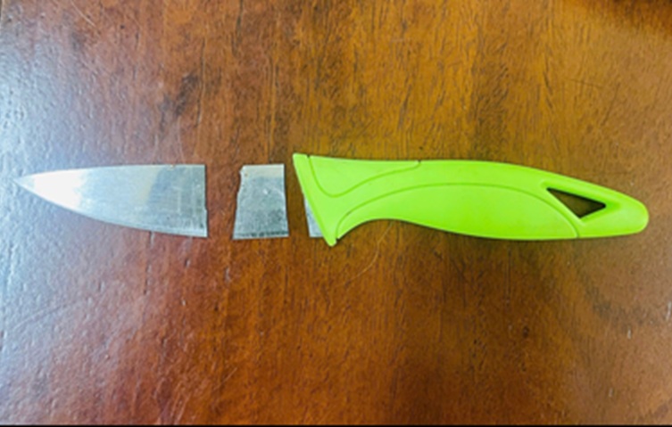 Con dao mà nữ tạp vụ đã dùng để đâm chủ nợ - ảnh: Công an tỉnh Đắk Lắk