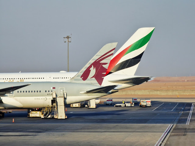 Nhiều quốc gia vùng Vịnh đã đóng cửa không phận theo sau các cuộc tấn công trả đũa từ Iran nhắm vào các căn cứ quân sự của Mỹ tại Trung Đông - ảnh: Exyuaviation)