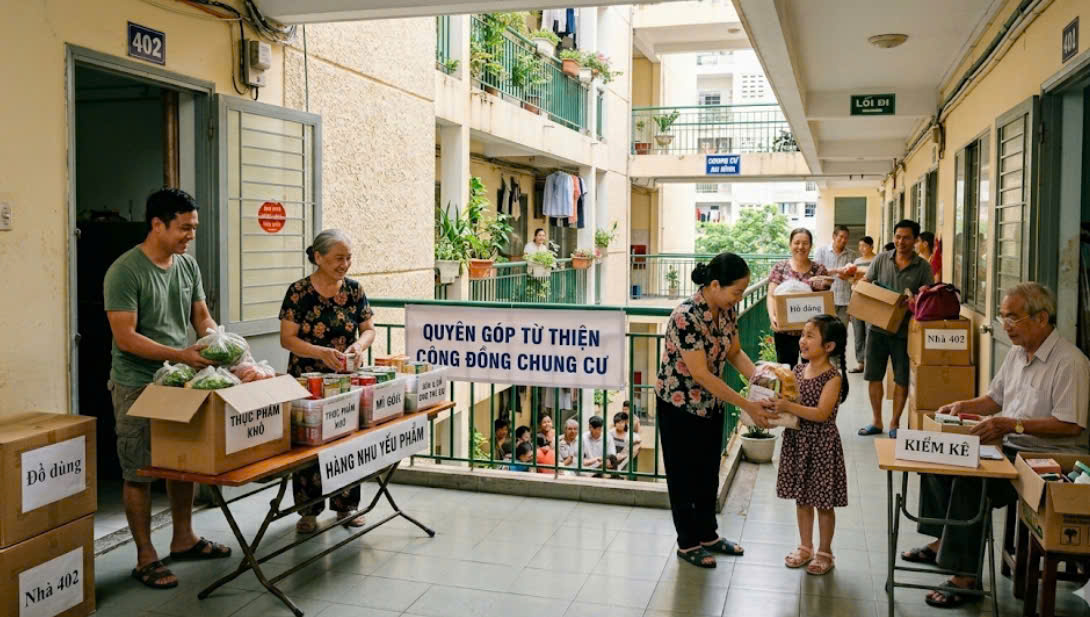 Cộng đồng cư dân vẫn luôn sẵn sàng giúp đỡ, hỗ trợ nhau trong hoạn nạn. Ảnh minh họa