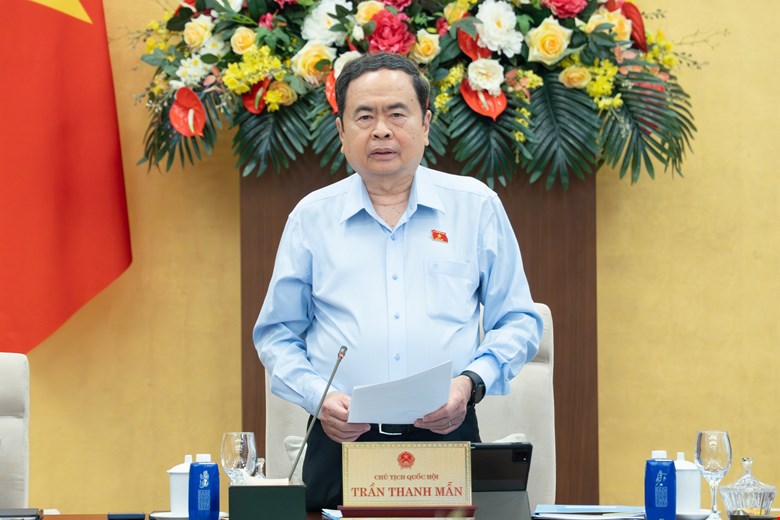 Chủ tịch Quốc hội Trần Thanh Mẫn phát biểu tại phiên họp thứ 55 của Ủy ban thường vụ Quốc hội - ảnh: QH