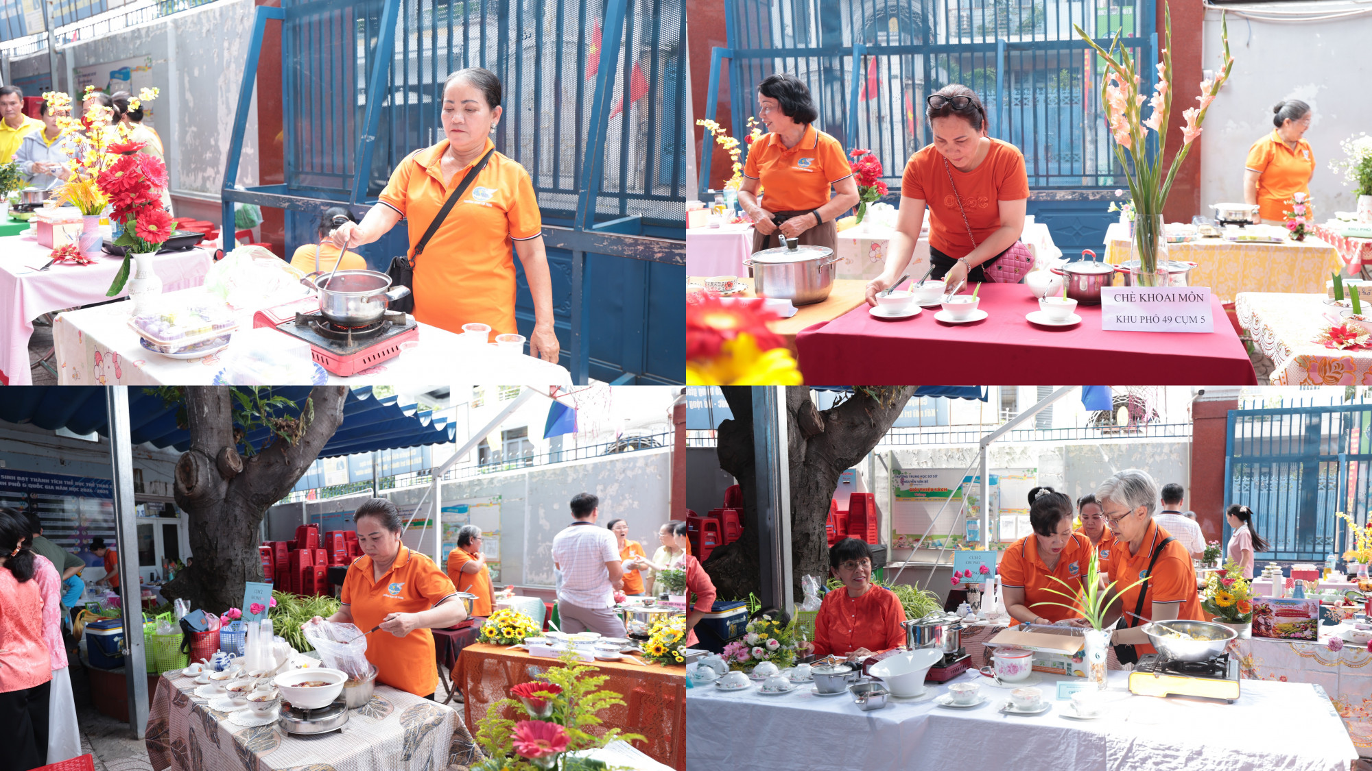 Các đội thi chăm chú thực hiện 