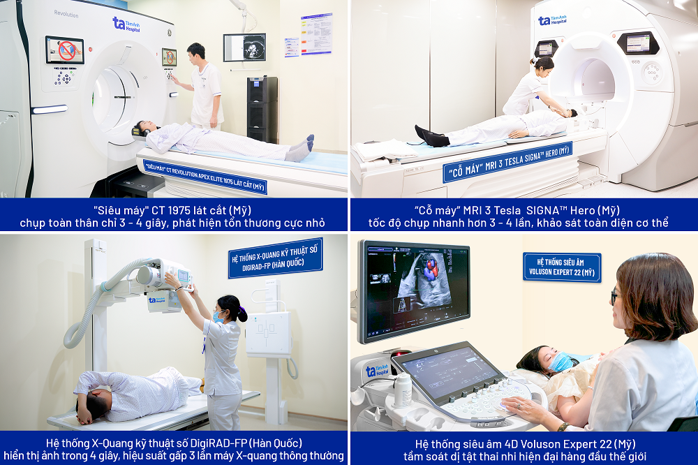 Hệ thống máy CT 1975 lát cắt, MRI 3 Tesla, X-quang kỹ thuật số, siêu âm thế hệ mới… tại BVĐK Tâm Anh TPHCM được nhập khẩu từ Âu - Mỹ và vận hành theo tiêu chuẩn ISO 15189:2022 - Ảnh: BVĐK Tâm Anh
