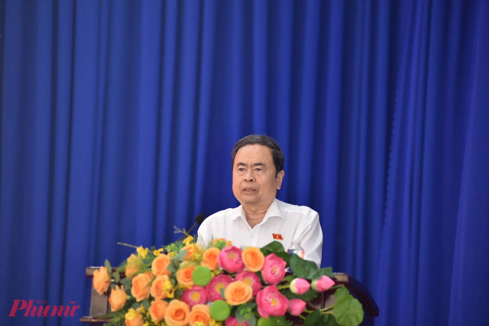 Chủ tịch Quốc hội Trần Thanh Mẫn phát biểu ý kiến tại buổi tiếp xúc chiều 3/3 - Ảnh: Thanh Tâm