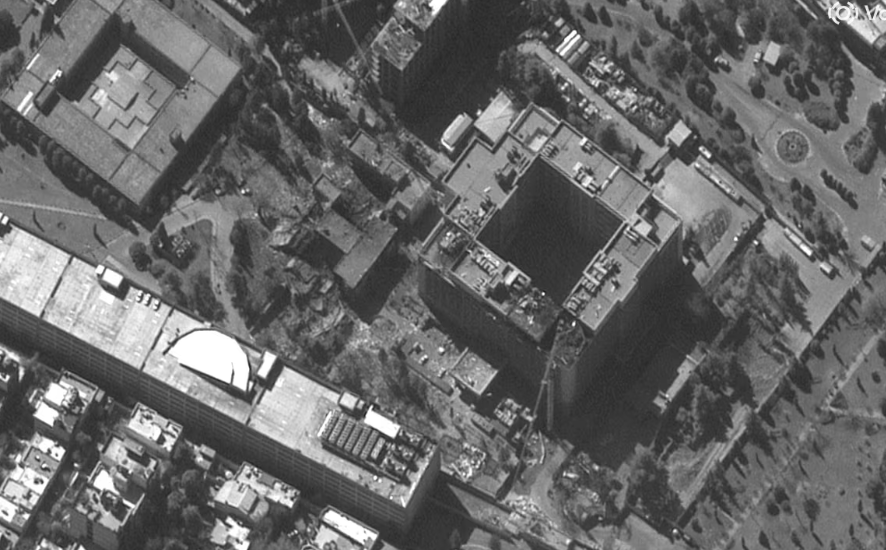 Ảnh vệ tinh cận cảnh cho thấy Bộ Tình báo Iran vào ngày 3/3/2026, sau khi bị hư hại trong các cuộc tấn công - Nguồn: Vantor