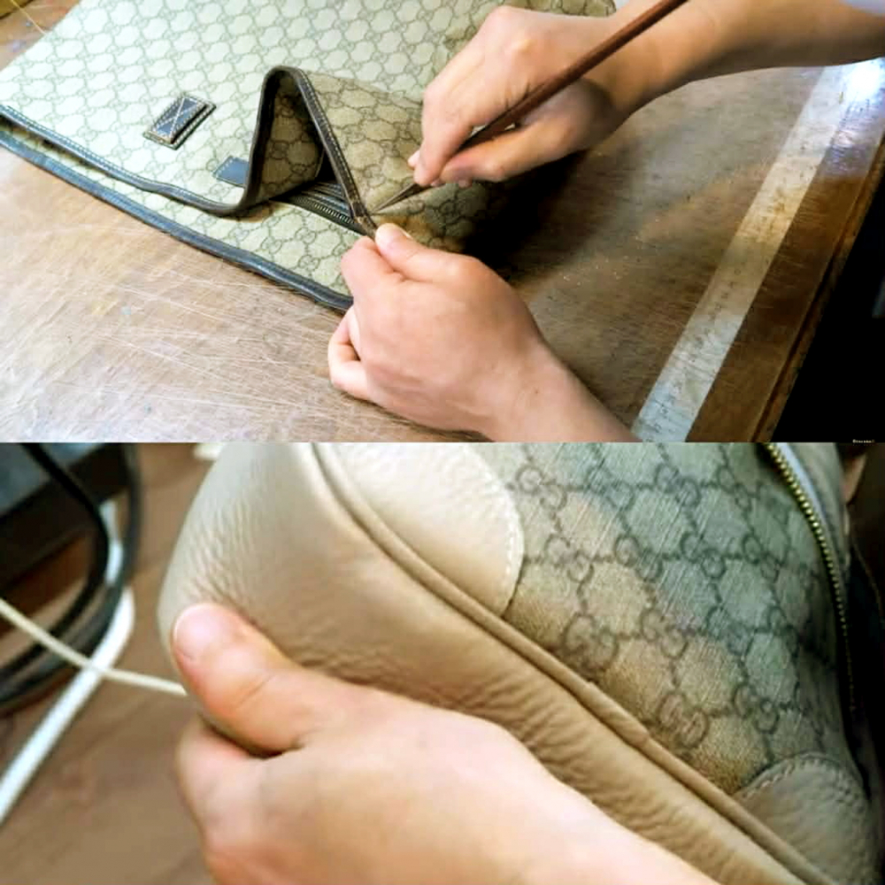 Những chiếc túi hàng hiệu cũ được “độ” thành phiên bản hoàn toàn mới - Ảnh cắt từ clip 