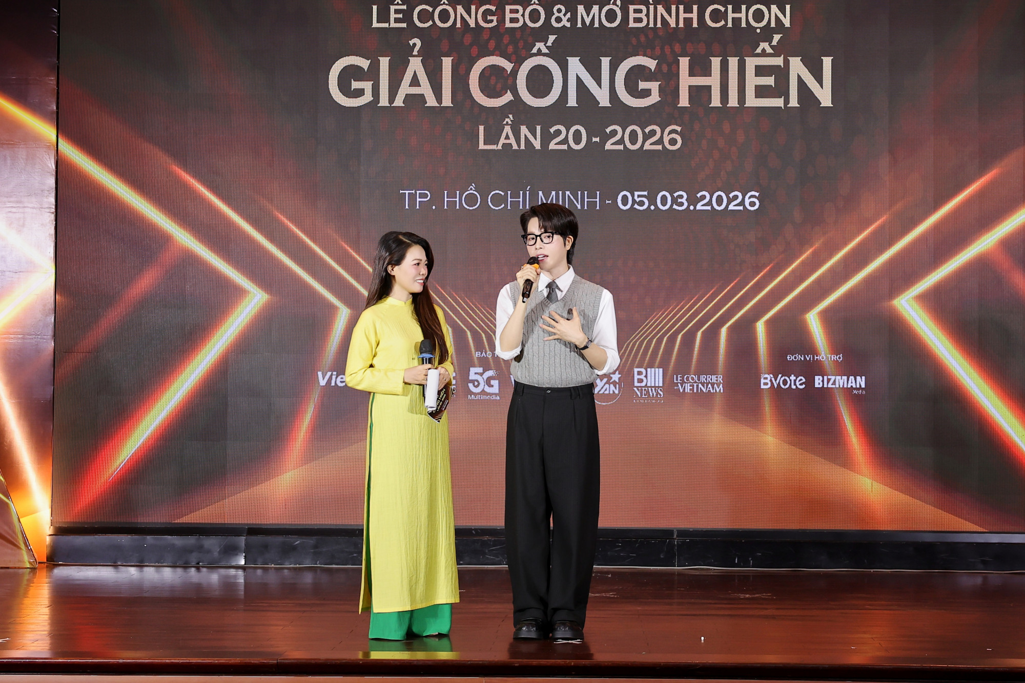 Ca sĩ Đức Phúc chia sẻ tại buổi họp báo công bố giải thưởng chiều 5/3 tại TPHCM