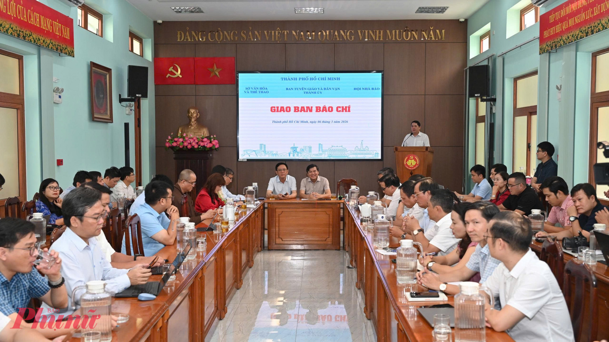 Buổi giao ban báo chí do Ban Tuyên giáo và Dân vận Thành ủy TPHCM thông tin về công tác bầu cử trên địa bàn TPHCM - Ảnh: Thanh Tâm