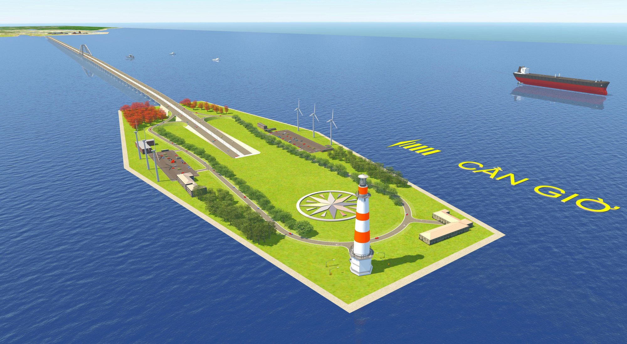 Phần đảo nhân tạo kết nối với hầm 