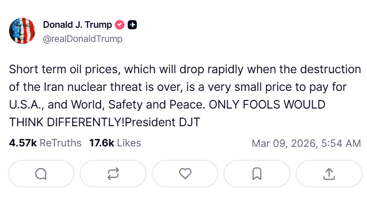 Bài đăng của Tổng thống Mỹ Donald Trump trên mạng xã hội Truth Social