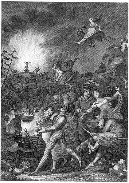 Giải mã truyền thuyết “bóng xám trong sương” Trong tranh khắc “Đêm của Quỷ” của họa sĩ người Đức Johann Heinrich Ramberg, từ xa, một cái bóng u tối, với vẻ ngoài tà ác được mô tả đang dõi mắt nhìn những nhân vật khác từ một ngọn đồi cao. (Ảnh: Wikipedia)