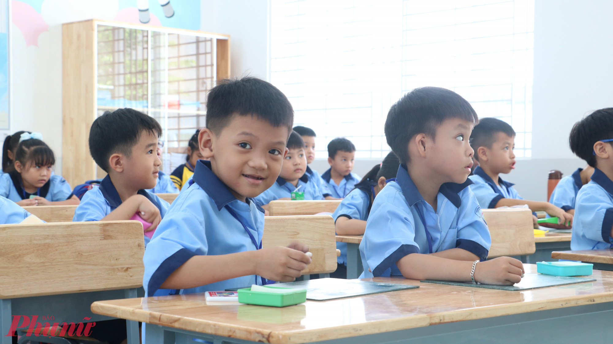 Học sinh Trường tiểu học Hiệp Tân tham gia hoạt động mừng xuân - Ảnh: Trang Thưi