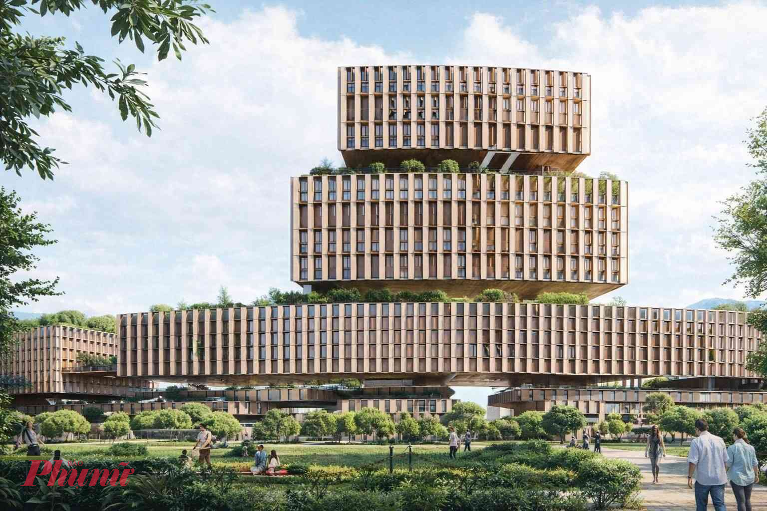 Phối cảnh khối nhà Trung tâm Hành chính - Chính trị