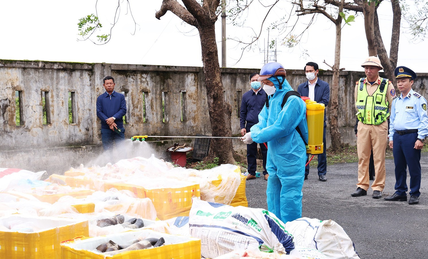 Toàn bộ gần 2,7 tấn nội tạng và xương động vật không rõ nguồn gốc được tiêu hủy - Ảnh: Hữu Tuấn