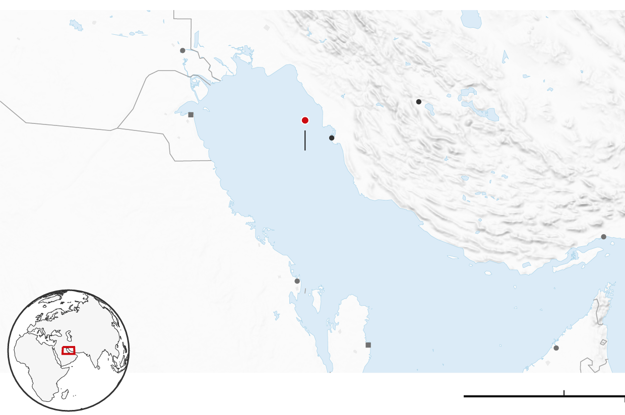 Vị trí chiến lược của đảo Kharg – kho dầu lớn nhất của Iran – tại vùng Vịnh - Ảnh: The Guardian