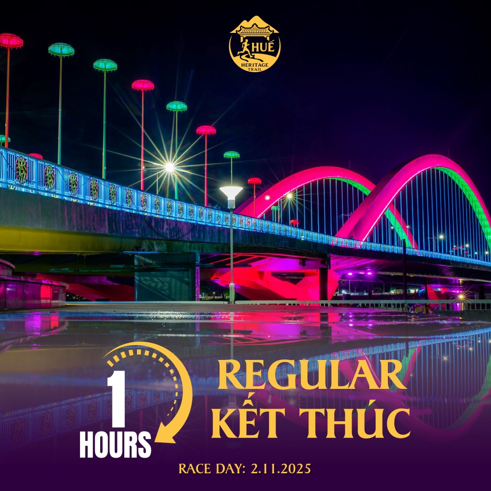 Cầu Nguyễn Hoàng được quảng cáo giải chạy. Ảnh:  Facebook Huế Heritage Trail 