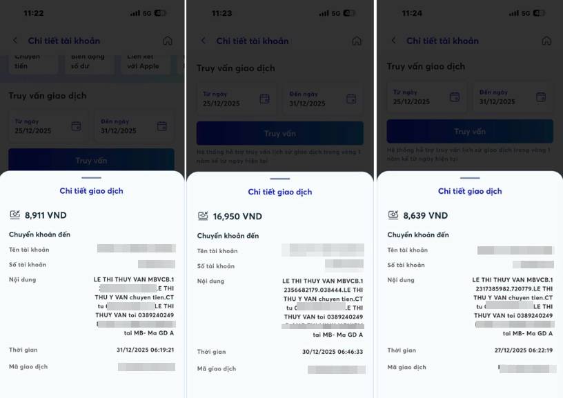 Những lần chuyển thanh toán đơn hàng - ảnh: Viện kiểm sát