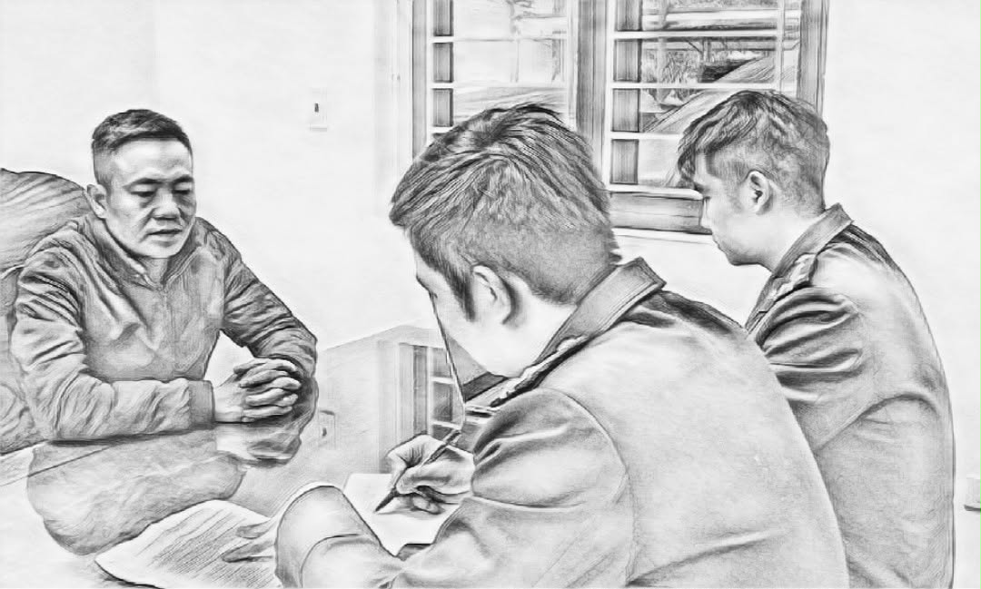 Hoàng Văn Toàn tại cơ quan công an - Ảnh công an cung cấp