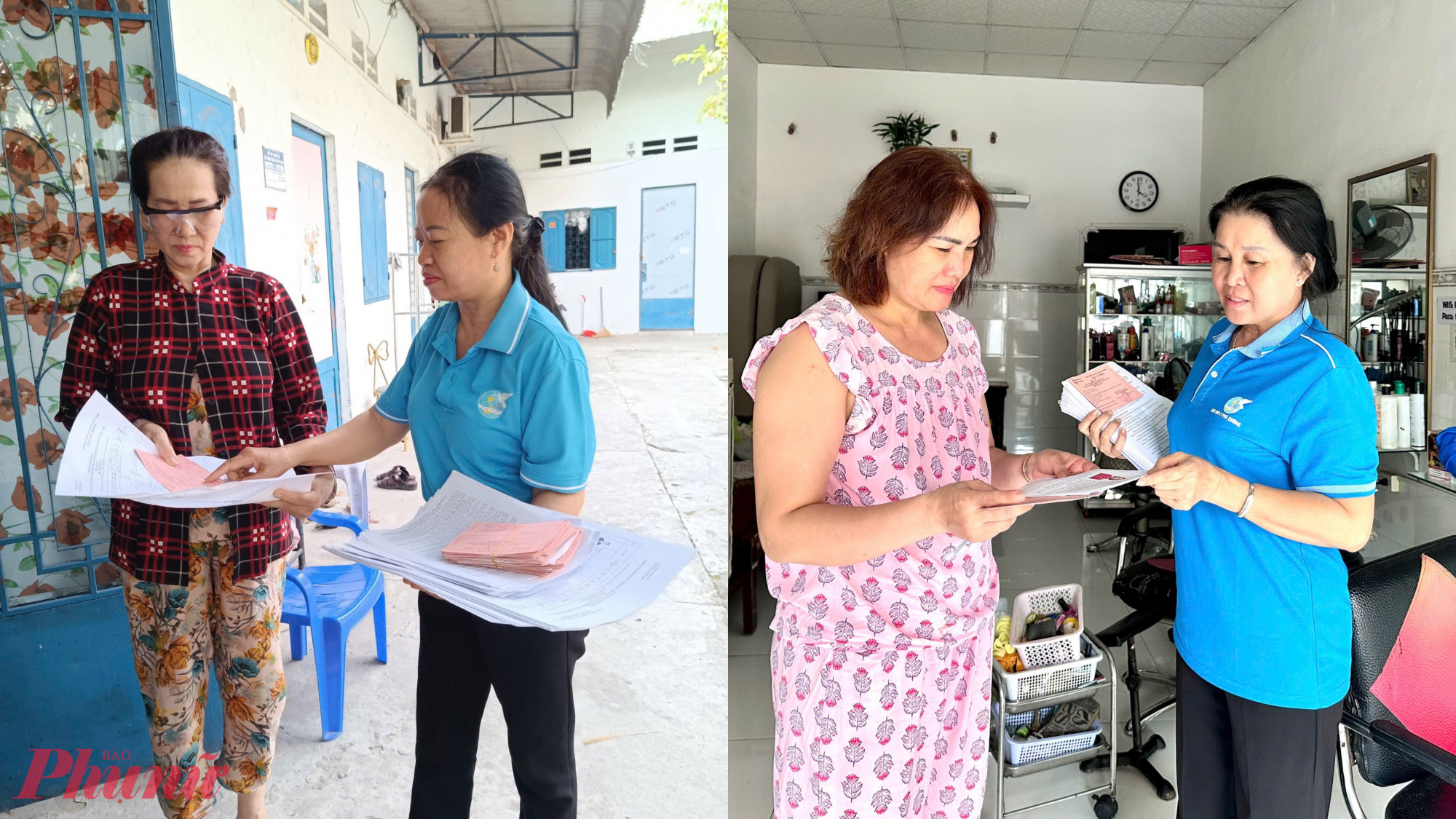 Hội LHPN các xã, phường đến các khu nhà trọ, nhà dân phát thẻ cử tri và tóm tắt tiểu sử các ứng cử và vận động người dân đi bầu cử