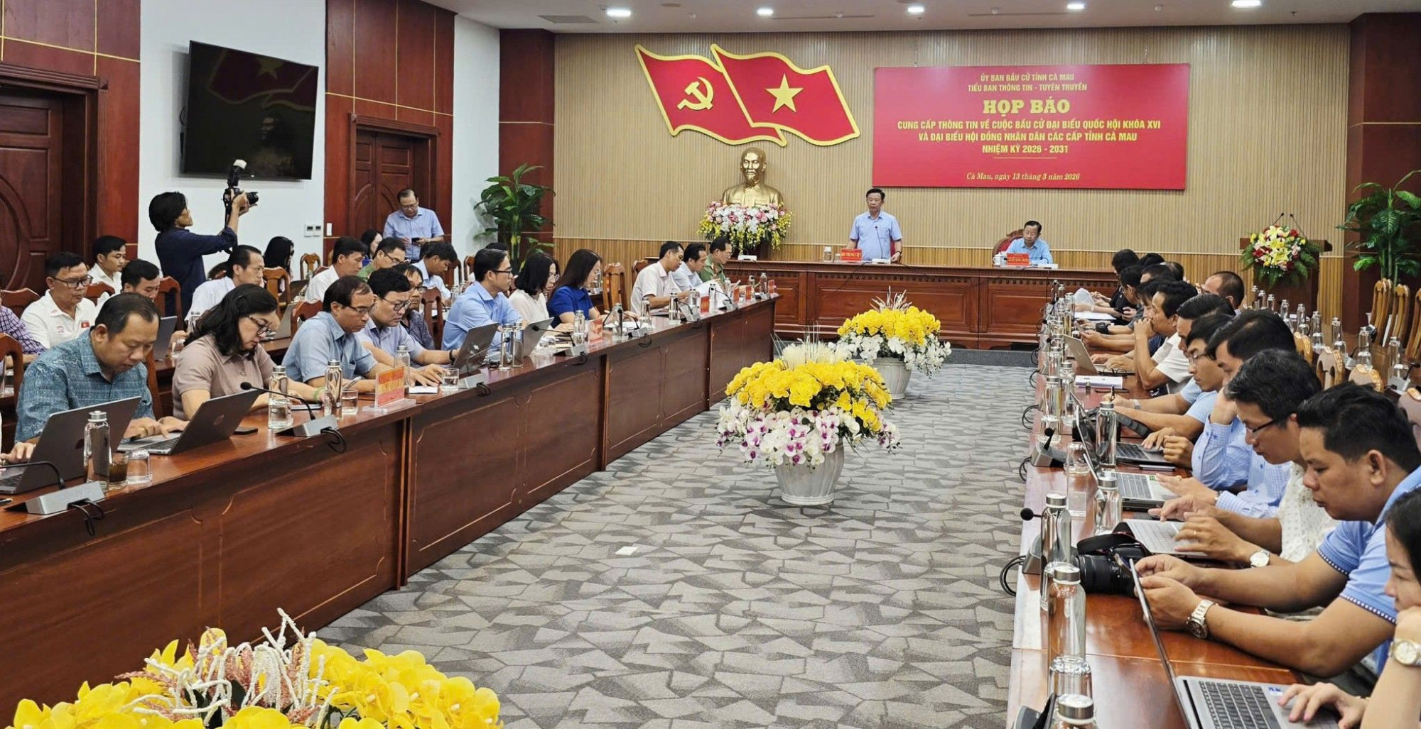 Quang cảnh buổi họp báo chiều ngày 13/3... Ảnh: CTV