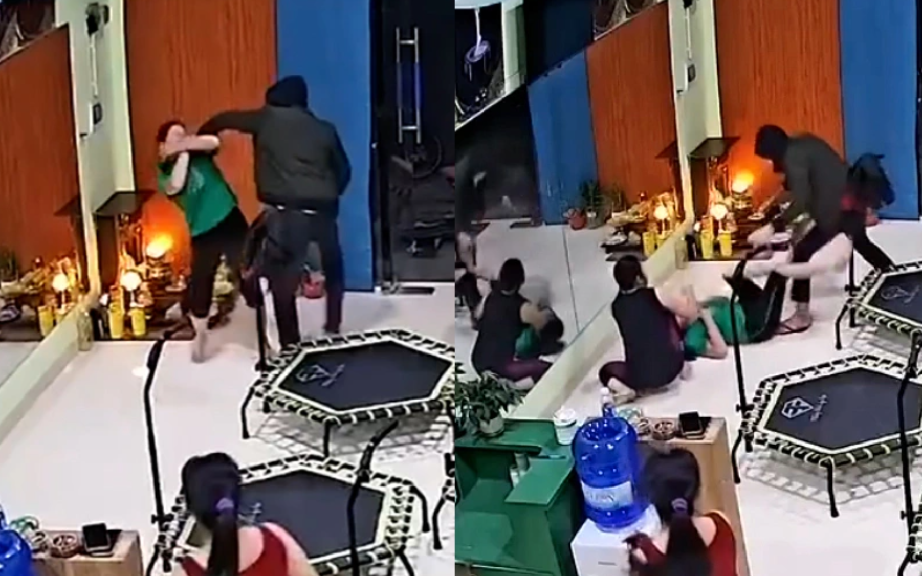 Mã Văn Vũ liều lính lao vào phòng tập cưới sợi dây chuyền trên người phụ nữ - Ảnh cắt từ clip