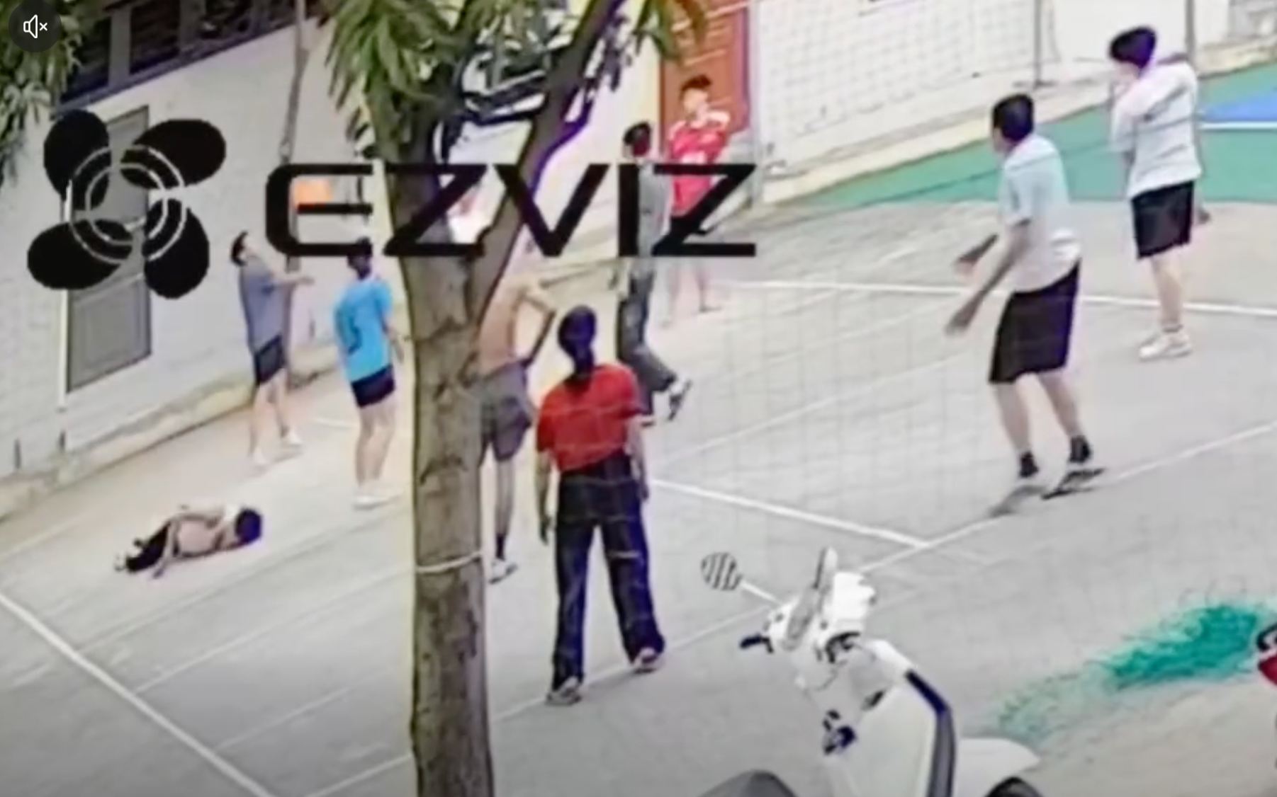 Ông N. ngã quỵ trên sân khi đang chơi bóng chuyền - Ảnh cắt từ clip