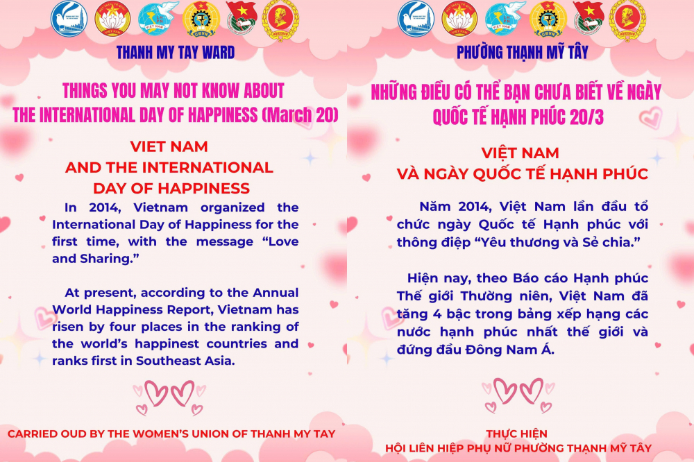 Phường Thạnh Mỹ Tây thiết kế infographic song ngữ để lan tỏa thông điệp hạnh phúc đến người dân và bạn bè quốc tế.