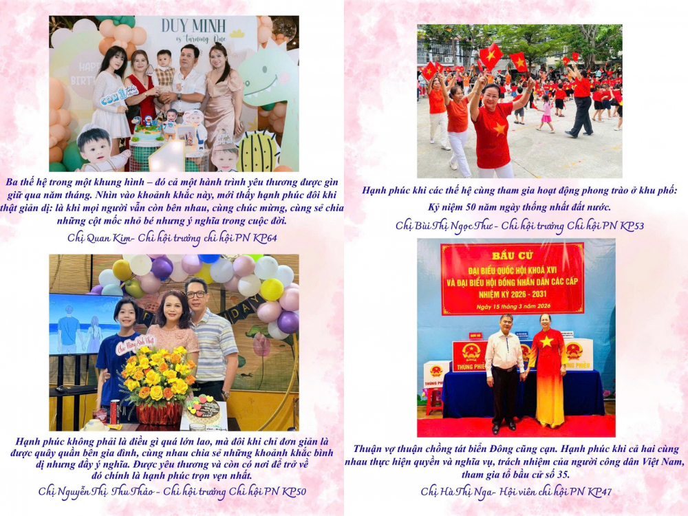 Các thông điệp tích cực về hạnh phúc được lan toả mãnh mẽ đến hội viên phụ nữ và người dân trên địa bàn.