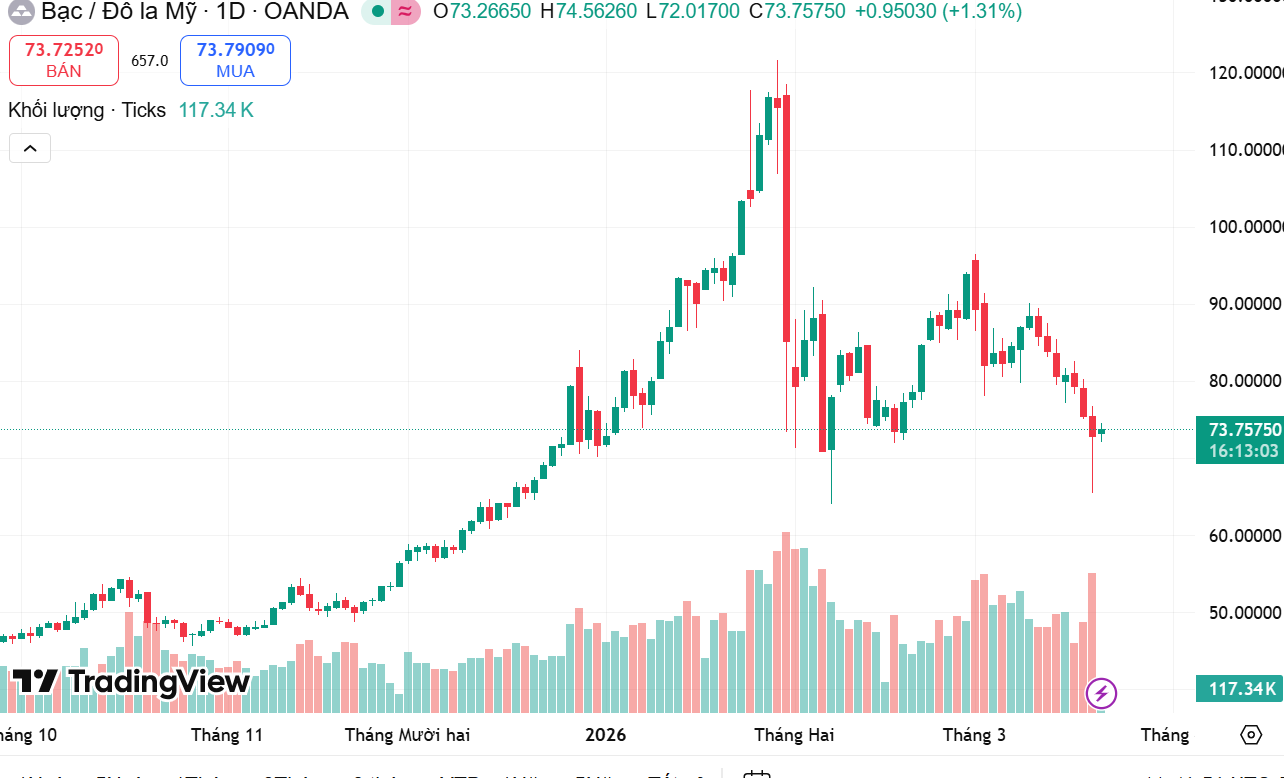 Giá vàng bạc giảm mạnh, bữa cơm gia đình chan nước mắt Các nhà đầu tư ngồi canh me biểu đồ giá bạc thế giới