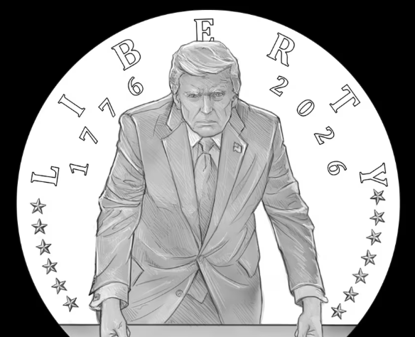 Thiết kế của đồng xu vàng có hình tổng thống Trump nhân kỷ nikỷ niệm 250 năm thành lập nước Mỹ