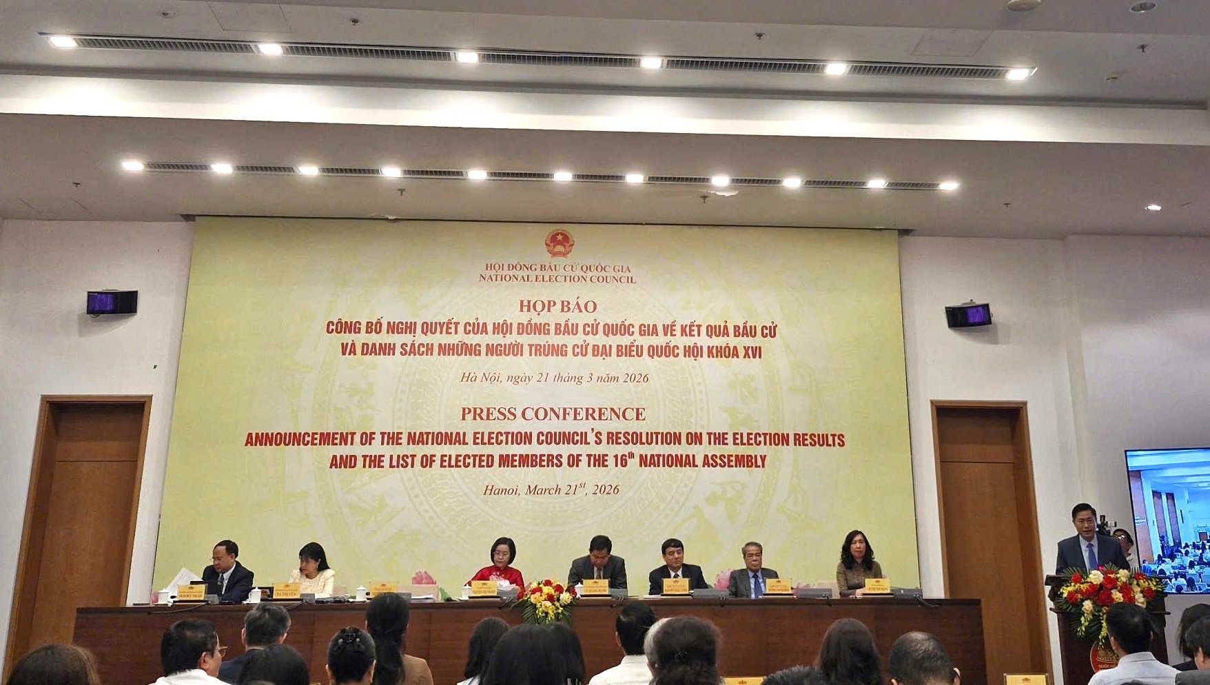 Họp báo quốc tế công bố kết quả bầu cử chiều 21/3 - ảnh: H.Anh