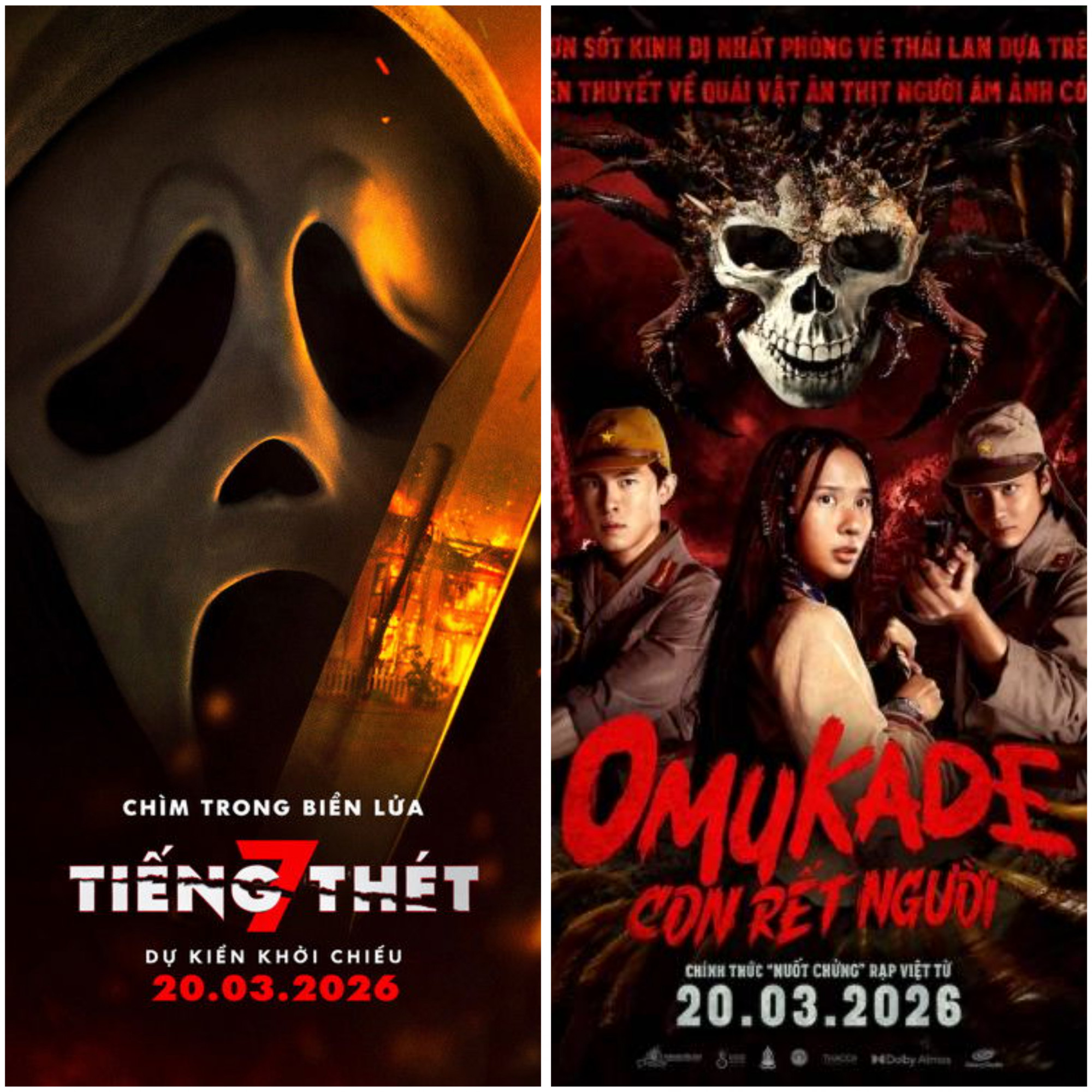 2 phim kinh dị nặng đô là Tiếng thét 7 và Omukade: Con rết người