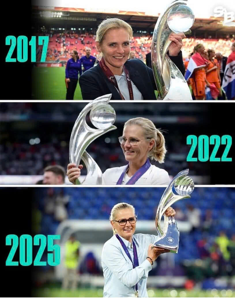 Sarina Wiegman, HLV nữ đã ba lần liên tiếp vô địch châu Âu: lần đàu vào năm 2017 với tu cách là HLV đội tuyển Hà Lan; Hai lần sau 2021, 2025, Wiegman là HLV đội tuyển Anh Nguồn: Instagram
