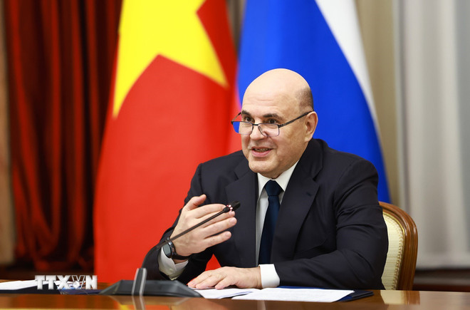 Thủ tướng Liên bang Nga Mikhail Mishustin phát biểu - Ảnh: Dương Giang/TTXVN