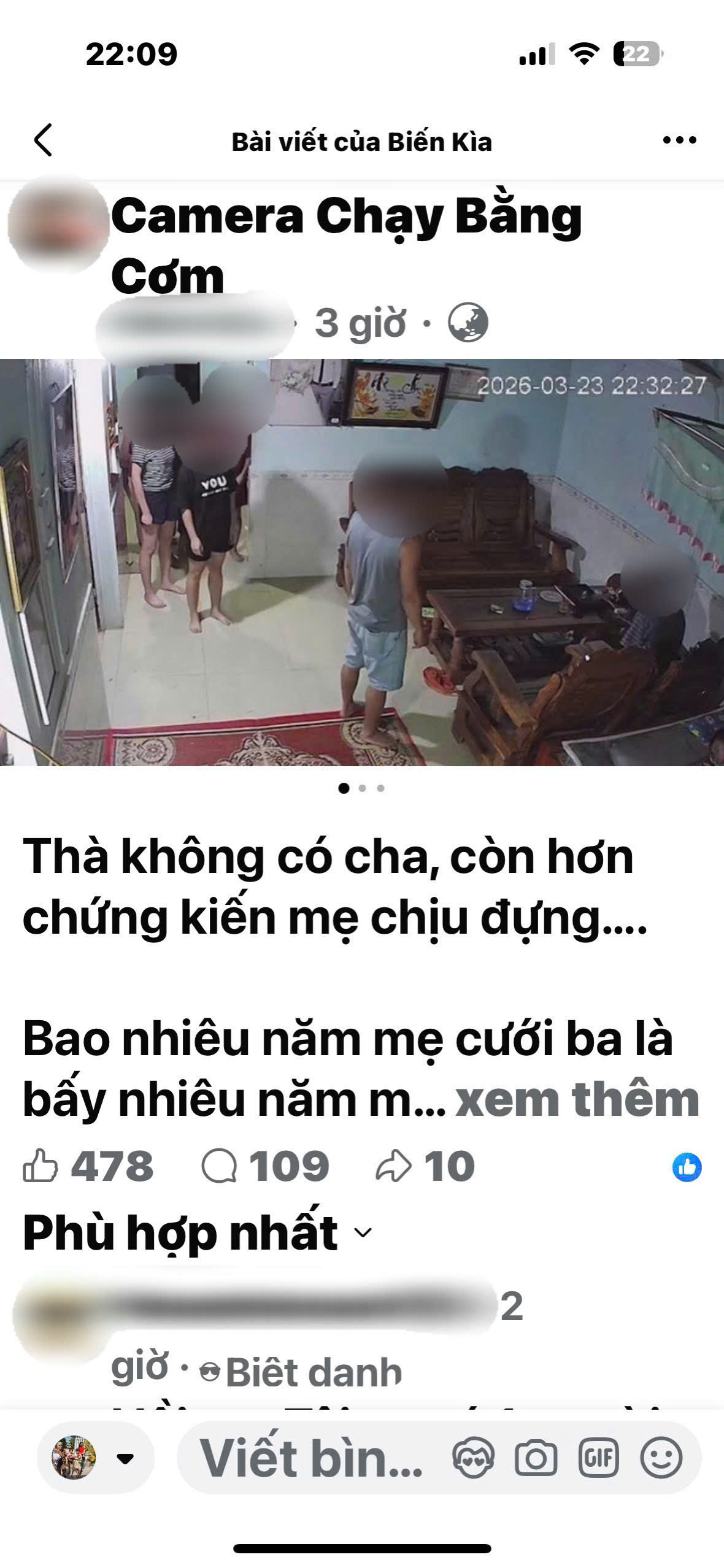 Bài viết chia sẻ người cha bạo hành đã thu hút hàng trăm lượt tương tác chì sau vài giờ đăng tải. Ảnh chụp màn hình Facebook