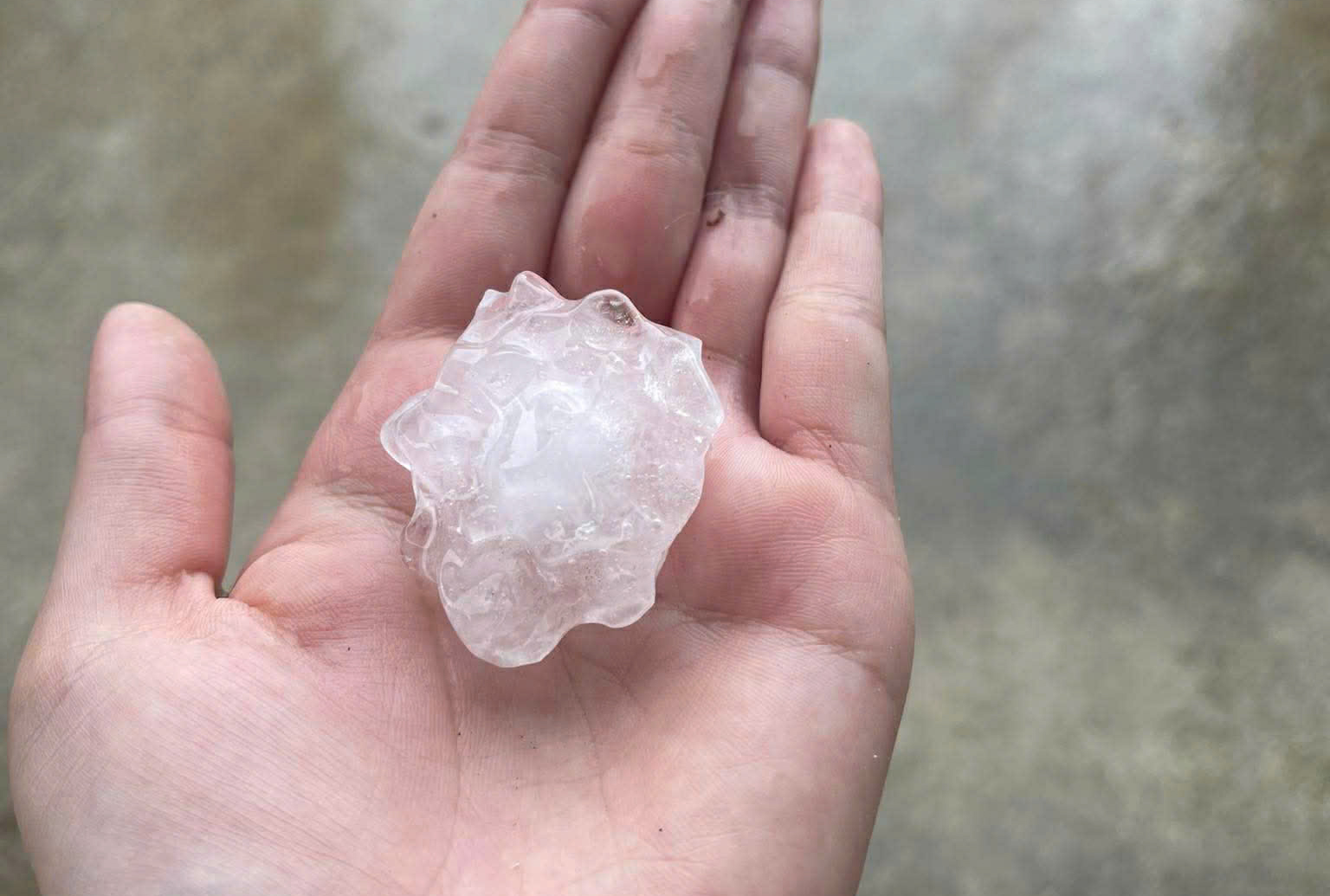 Nhiều hạt đá to bằng ngón tay - Ảnh: Lương Nga