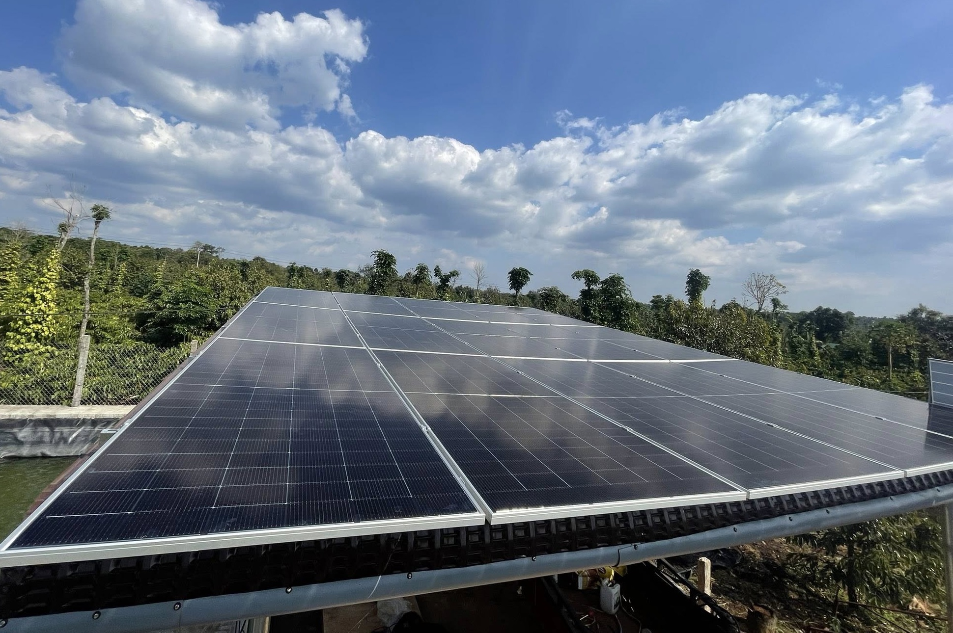 Nhiều hộ dân đầu tư hệ thống năng lượng mặt trời để phục vụ sản xuất - ảnh: Đại Thắng