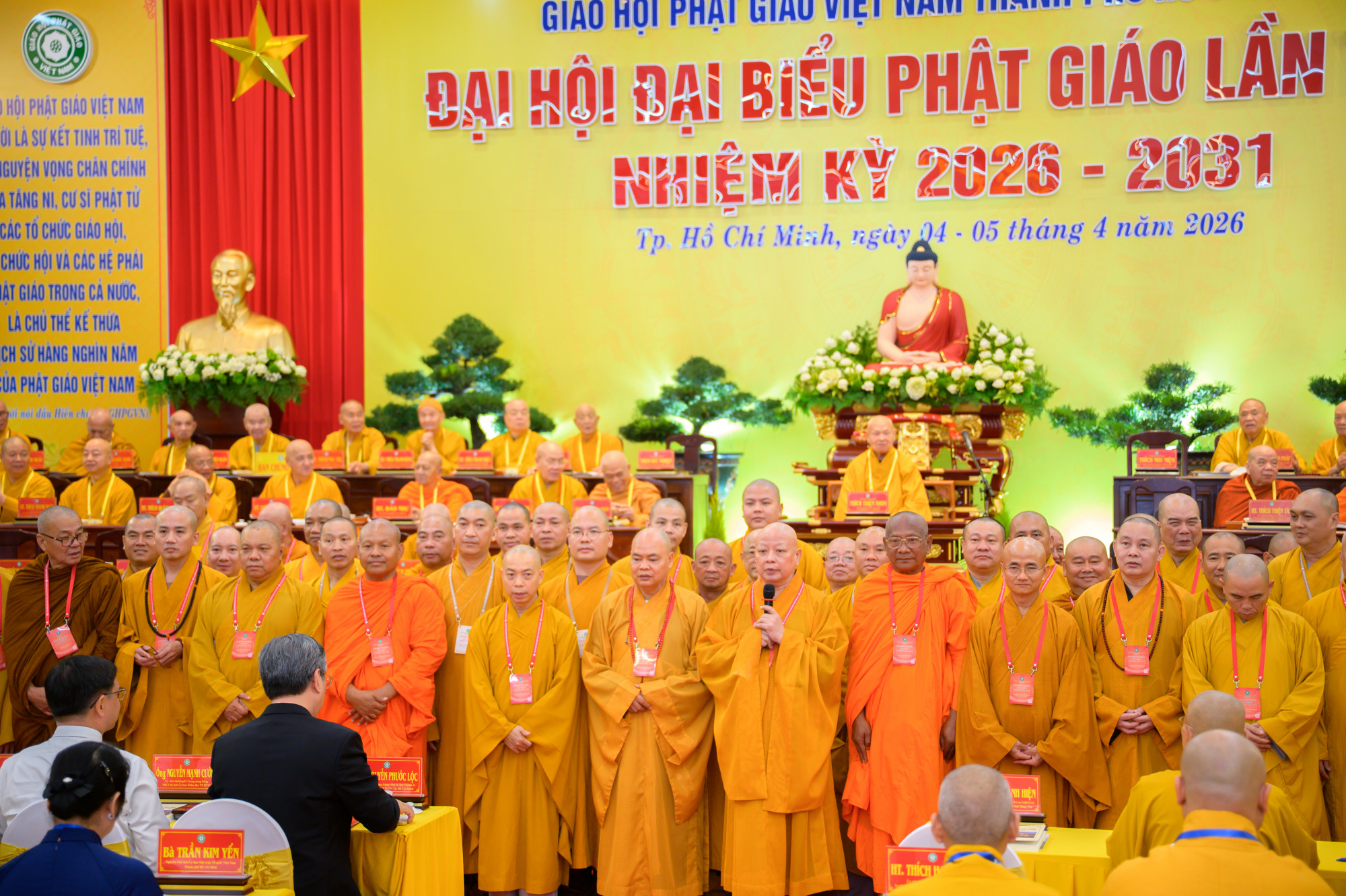 Hòa thượng Thích Lệ Trang phát biểu nhận nhiệm vụ tại Đại hội 