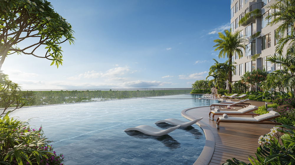 Bể bơi công nghệ điện phân muối tại Forest Onsen