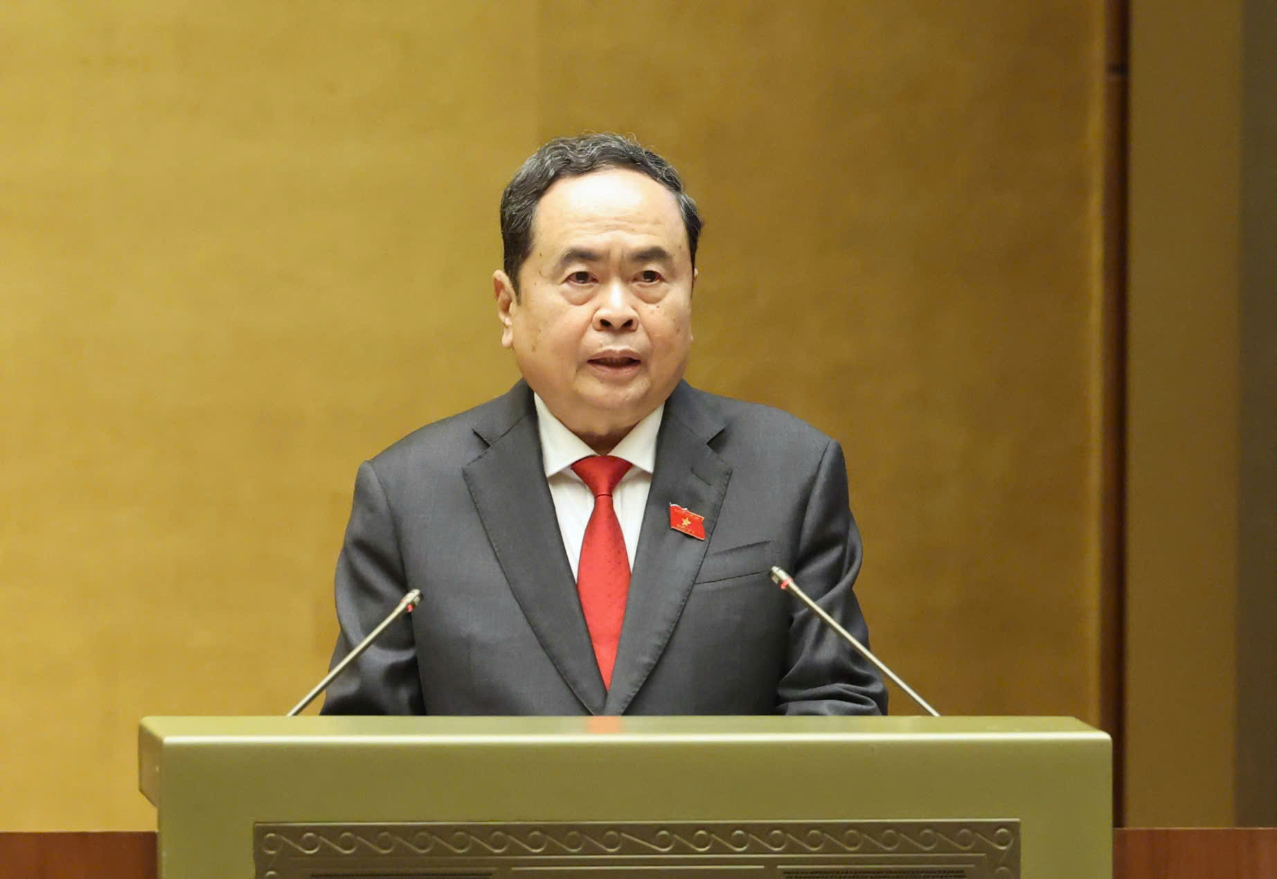 Chủ tịch Quốc hội khóa XV Trần Thanh Mẫn phát biẻu khai mạc Kỳ họp thứ Nhất, Quốc hội khóa XVI - ảnh: QH