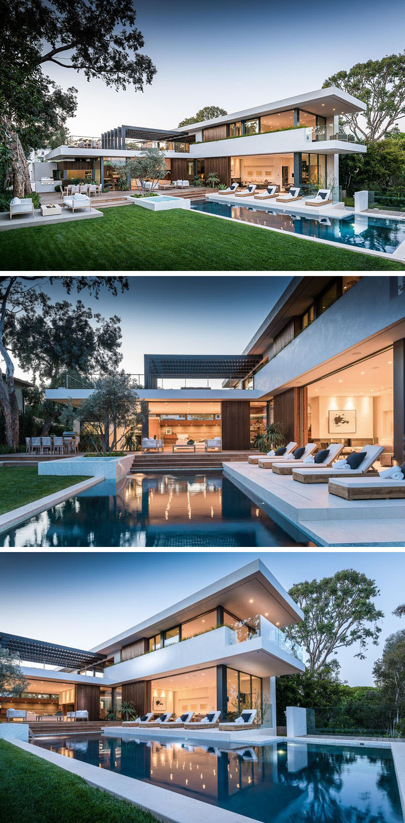 Nhiều khu vực tiếp khách, một bể bơi lớn và khu bếp với bàn ăn tạo nên một sân sau hoàn hảo để tổ chức tiệc tùng. Ảnh: @Todd Goodman.