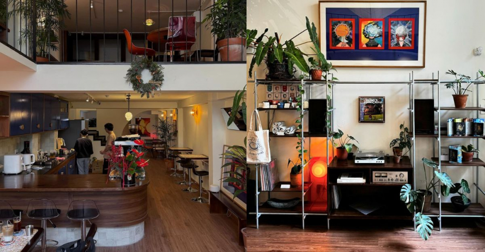 Trong con hẻm yên bình tại đường Nguyễn Bỉnh Khiêm, Hai Cái Tẩy là điểm đến đầy cuốn hút với sự kết hợp hai sắc màu cam - xanh bắt mắt. Quán có thiết kế theo phong cách retro, với các hình ảnh và poster phim cổ điển, cùng góc check-in đặc trưng là một kệ gỗ đặt máy phát đĩa than và vài chậu cây nhỏ. Quán gồm một tầng trệt và gác lửng. Nếu muốn thêm chút yên tĩnh, không gian trên gác lửng sẽ là lựa chọn hoàn hảo. Ánh sáng vàng êm dịu trong quán làm cho không gian trở nên ấm áp và thoải mái, giúp bạn làm việc mà không lo mỏi mắt.