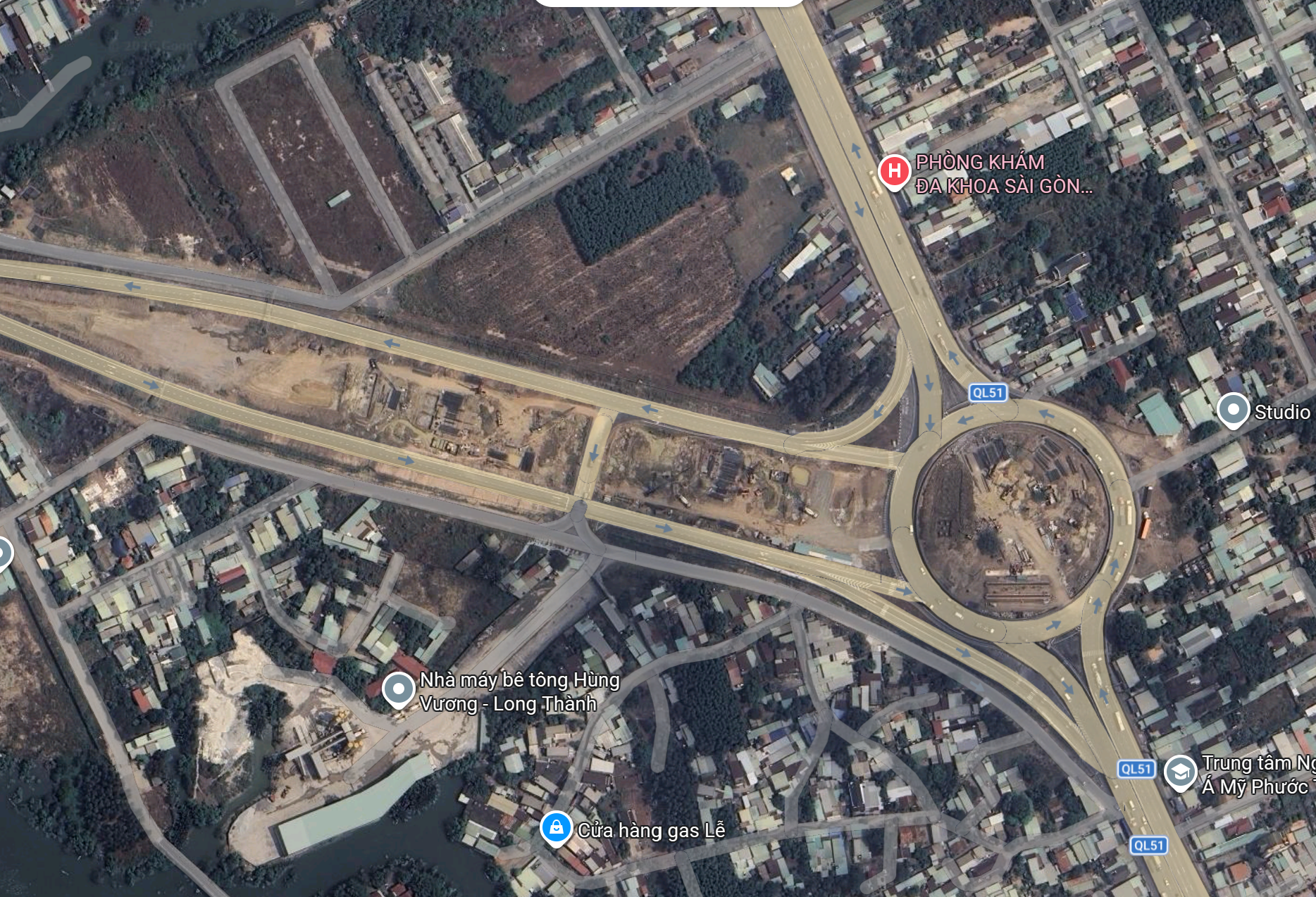 Nút giao cao tốc Bến Lức - Long Thành với Quốc lộ 51 - Ảnh: Google maps