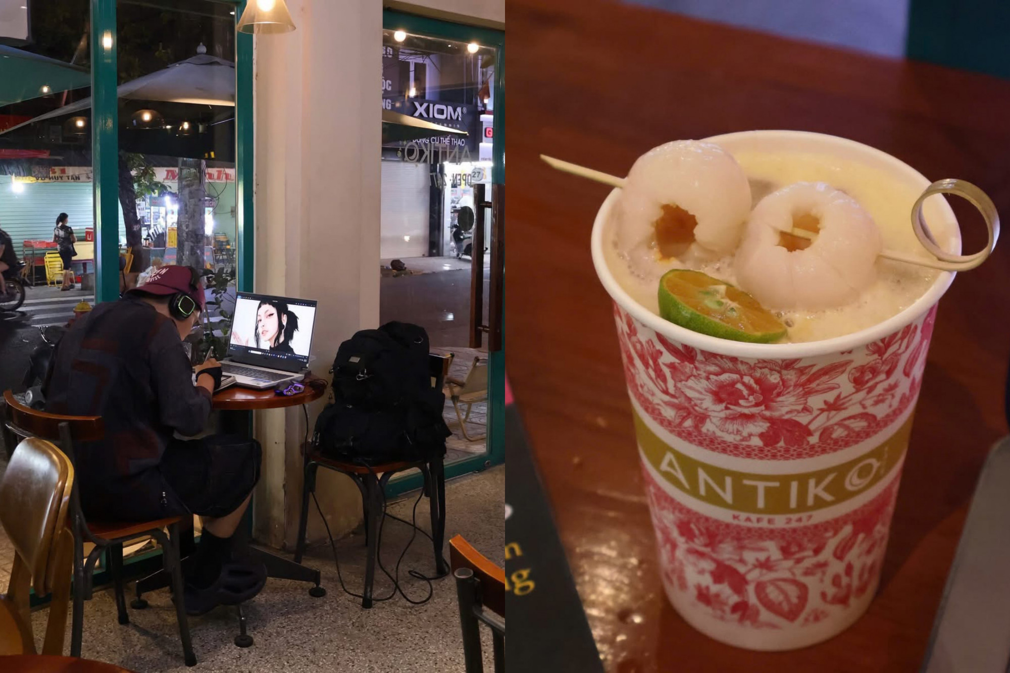 Tọa lạc trên tuyến đường Nguyễn Thái Bình nhộn nhịp, Antiko Kafe mang đến cảm giác như một “không gian mở” dành cho những người thức khuya giữa trung tâm thành phố. Khác với kiểu quán nhỏ ấm cúng, nơi đây được thiết kế rộng, chia nhiều tầng với phong cách industrial pha hiện đại, tạo sự linh hoạt cho từng nhu cầu: góc yên tĩnh để làm việc, khu bàn dài cho nhóm bạn hay không gian thoáng để thư giãn. Menu thiên về các dòng cà phê máy, trà và đá xay, mức giá khoảng 40.000-80.000 đồng. Điểm đáng chú ý là quán duy trì hoạt động xuyên đêm, ánh sáng và âm thanh được giữ ở mức vừa phải về khuya, đủ để khách tập trung mà không bị bí bách. Nhờ đó, Antiko không chỉ là nơi uống cà phê mà dần trở thành điểm 'trú đêm' quen thuộc của dân văn phòng và freelancer mỗi khi cần một không gian làm việc ngoài giờ.